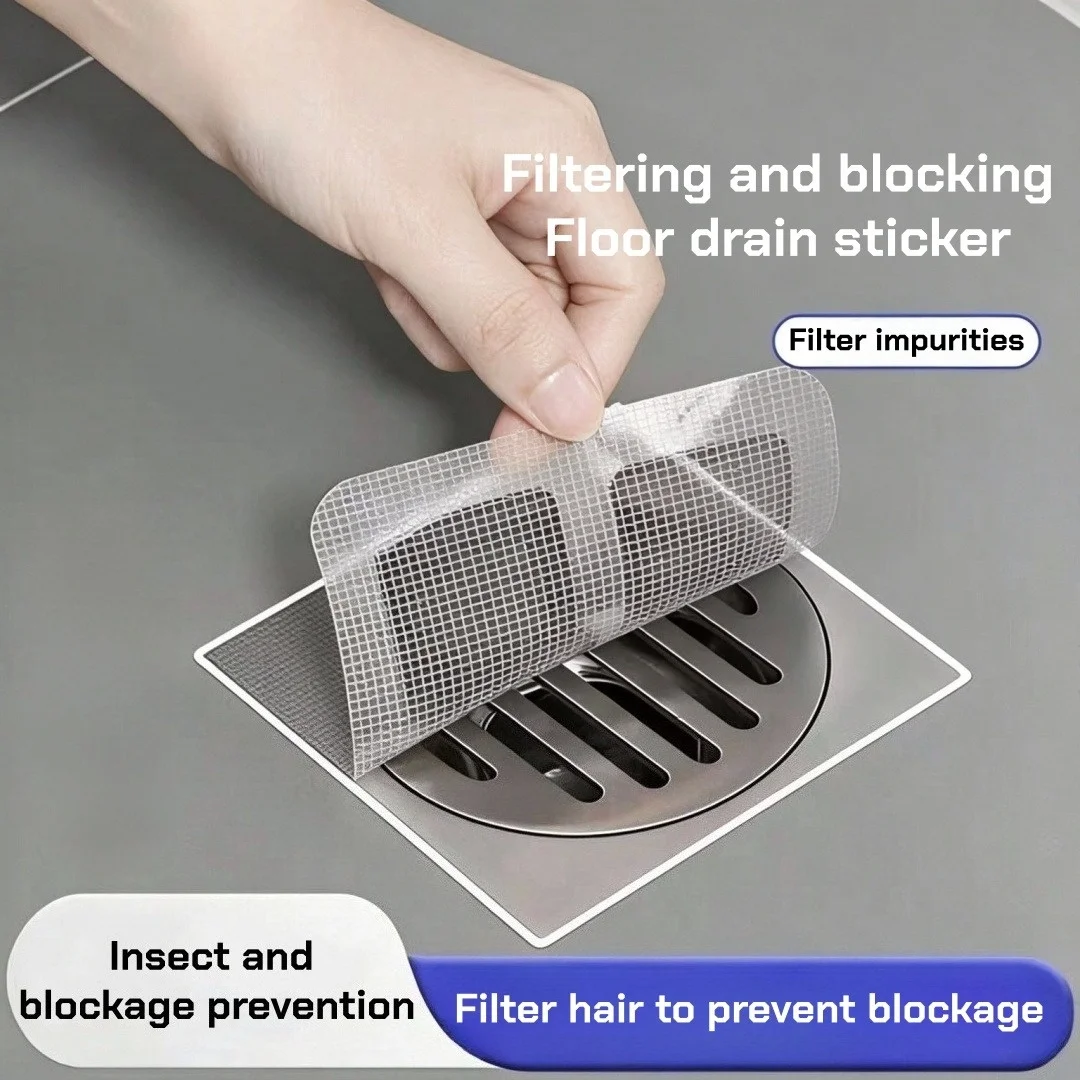 Disposable shower drain stickers, suitable for bathrooms, sinks, and bathtubs, pet hair filters, help block and repel insects