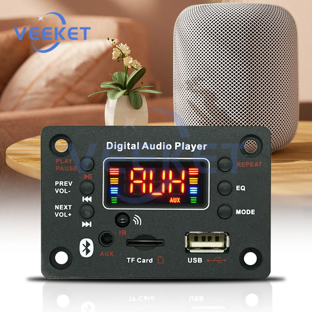 مشغل MP3 للسيارة يدعم التسجيل و FM ، لوحة مكبر للصوت ، USB ، SD ، فك تشفير الصوت ، بلوتوث 5.0 ، DC7-25V ، 2x40W