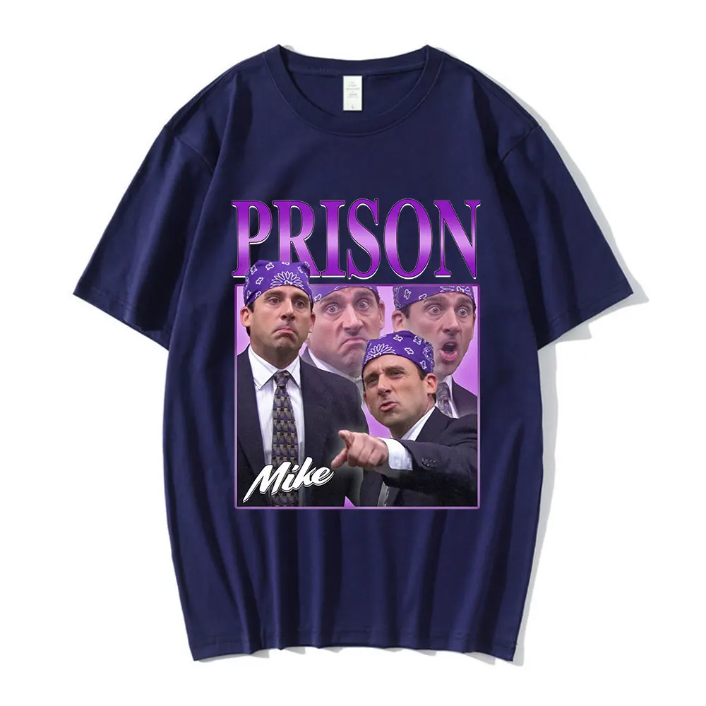 Prison Mike Michael Scott Homage The Office T-shirt Tv Series Dwight Schrute Jim Halpert Short Sleeve T-Shirts Cotton Oversized