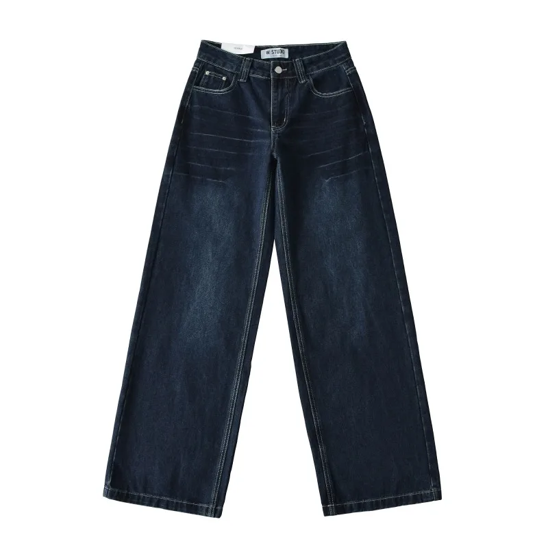 CharmChant Jeans larghi a vita alta blu scuro per donna Pantaloni casual da strada in cotone Cargo Autunno Inverno 2025 Novità in pantaloni in denim