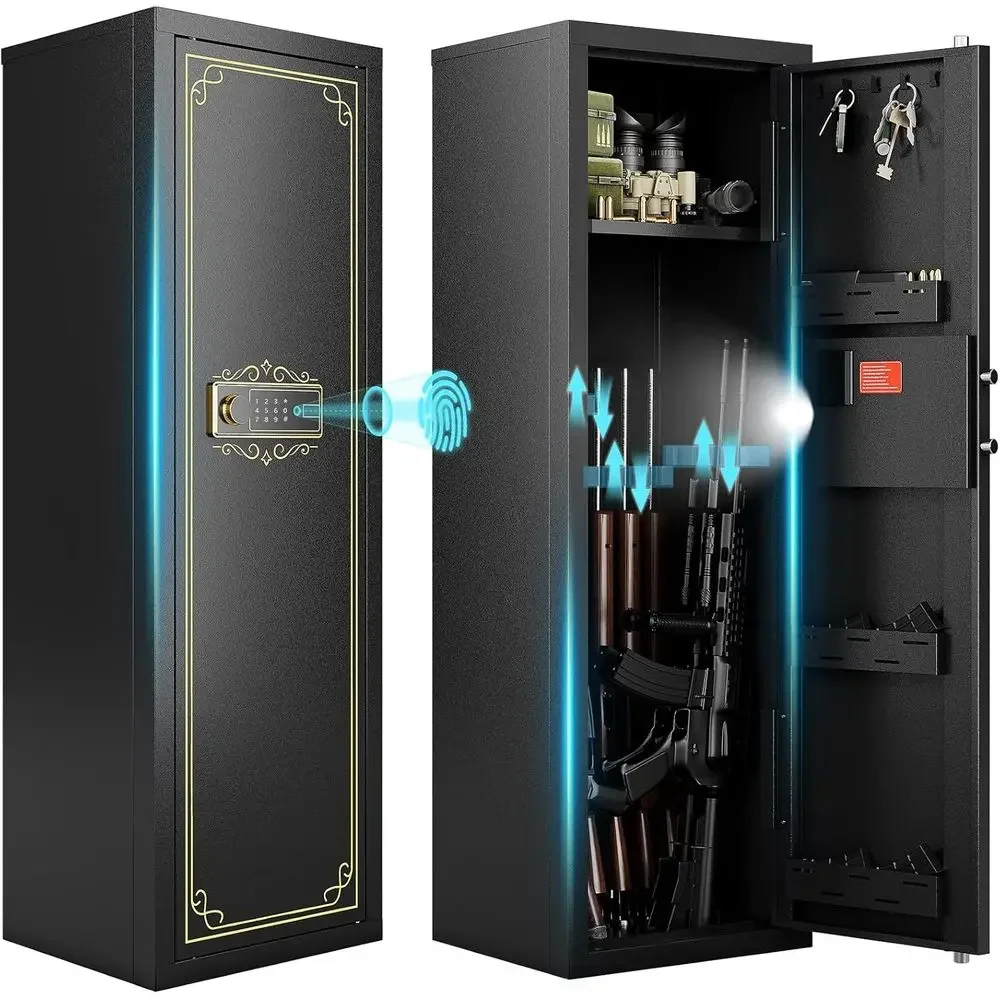 

Large Biometric Safe for Firearms with Removable Shelves - Secure Storage for Shotguns and Rifles with Optics