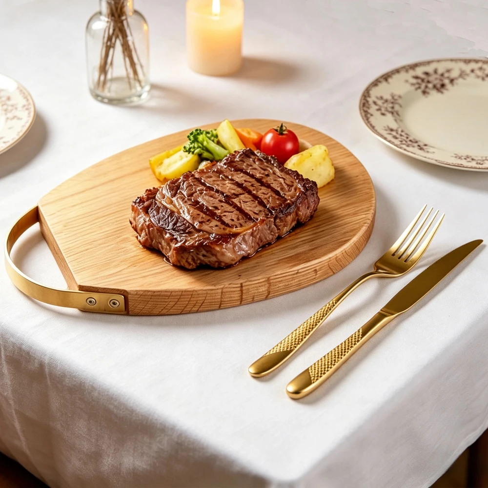 

Solid wood tray set, Western food plate knife and fork set, steak Western food plate, kitchen tools, wedding party, party gifts