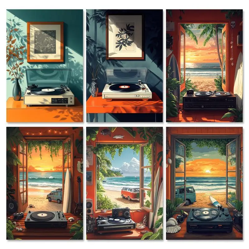 

RUOPOTY рамка краска по номерам для взрослых начинающих цветы современная иллюстрация пейзаж Diy подарок холст живопись акриловая краска