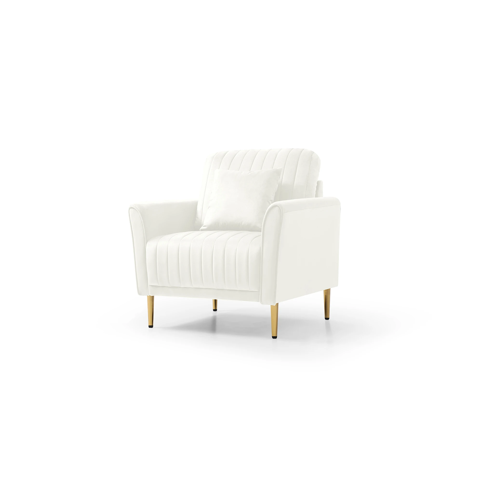 Mid-Century Modern Velvet Fabric Accent Chair Armchair for Living Room Bedroom Channel Tufted Upholstered Comfortable image 4