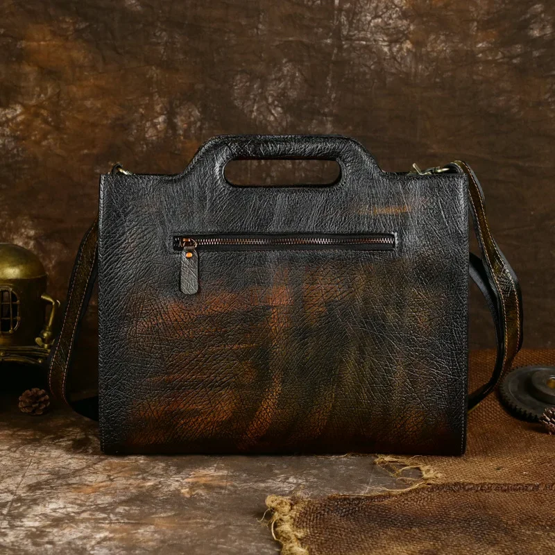 Vintage Leder Aktentasche für Männer, Business-Handtasche mit großer Kapazität