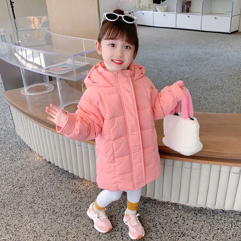 

Girls Down Coat Jacket Cotton Windbreak Outwear 2023 Retro Warm Plus Thicken Velvet Winter Skiwear School Children's Clothing