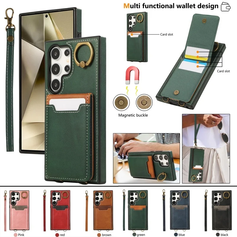 

Flip Leather Wallet Phone Case For Samsung Galaxy S23 S22 S21 S24 S25 FE S26 Plus Ultra Cards Cover Bag