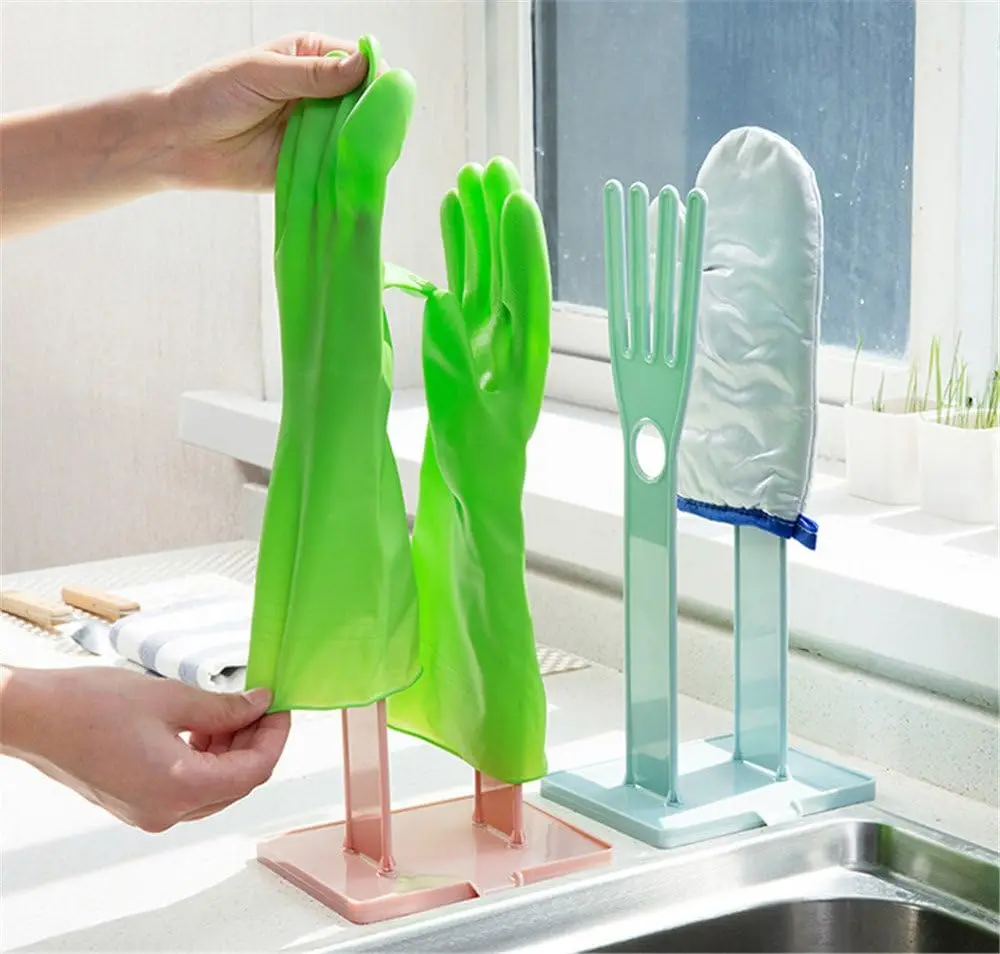 

1PC Household Gloves Drying Rack Removable Drain Rack Rag Storage Rack Kitchen Countertop With Drain Tray Sponge Hanger