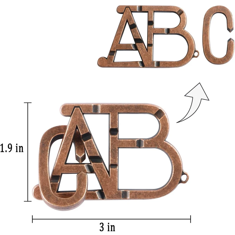 3PCS Metal Magic Baffling Puzzles Brain Teasers For Kids Adults IQ Test Disentanglement Unlock Interlock Game Educational Toys