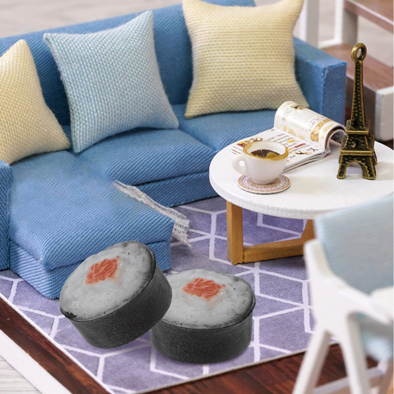 

10pcs Miniature Diy Sushi Craft Kit Lifelike Artificial Food Japanese Style Onigiri Mould For Kids Adults Montessori Learning