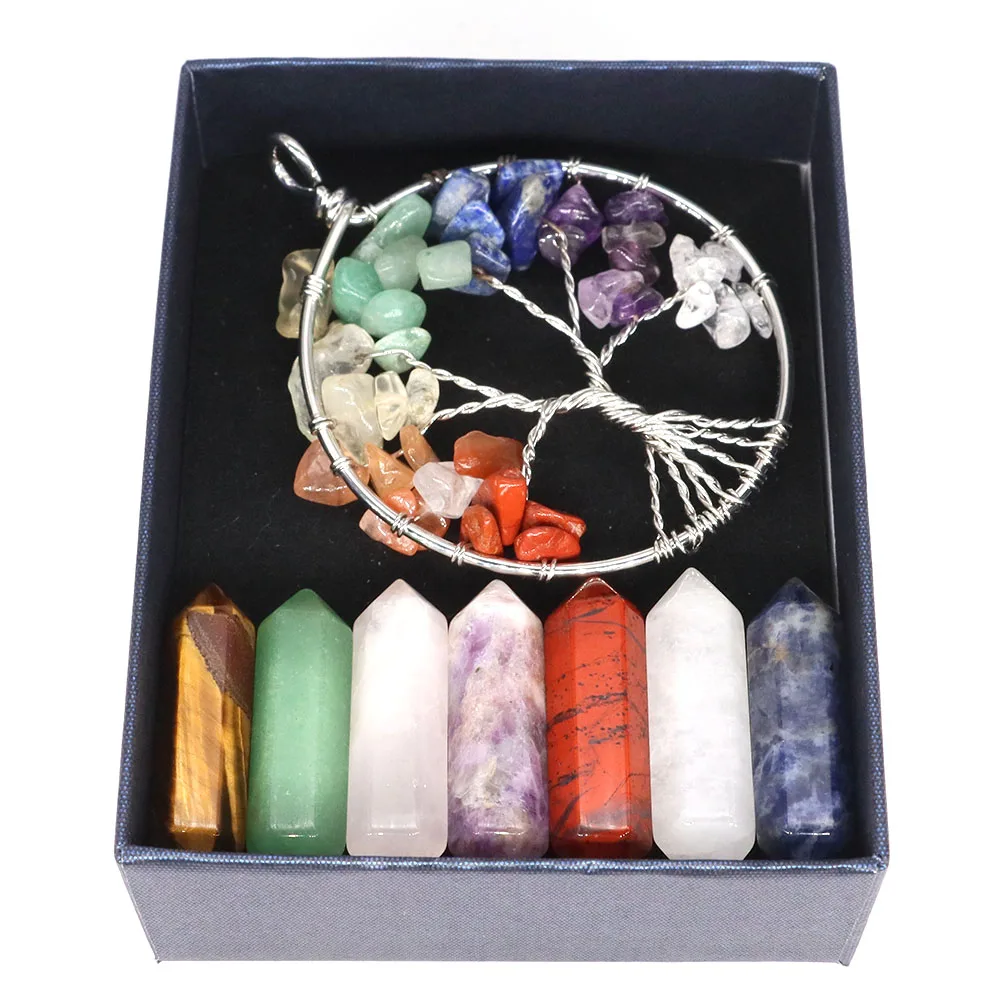 14pcs/set 7 čakra bod přirozený kámen broušené sklo křemen gemstones řemeslo dar skříňka reiki hojení energie minerální domácí dekorace velkoobchod