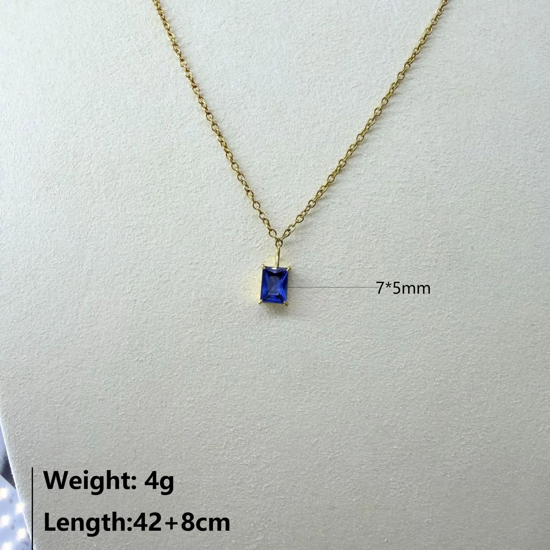Rechteckige Halskette mit Zirkonia-Anhänger für Damen, mehrfarbig, klare Steine, Schlüsselbeinkette, minimalistischer Choker, edler Schmuck – Detail 6