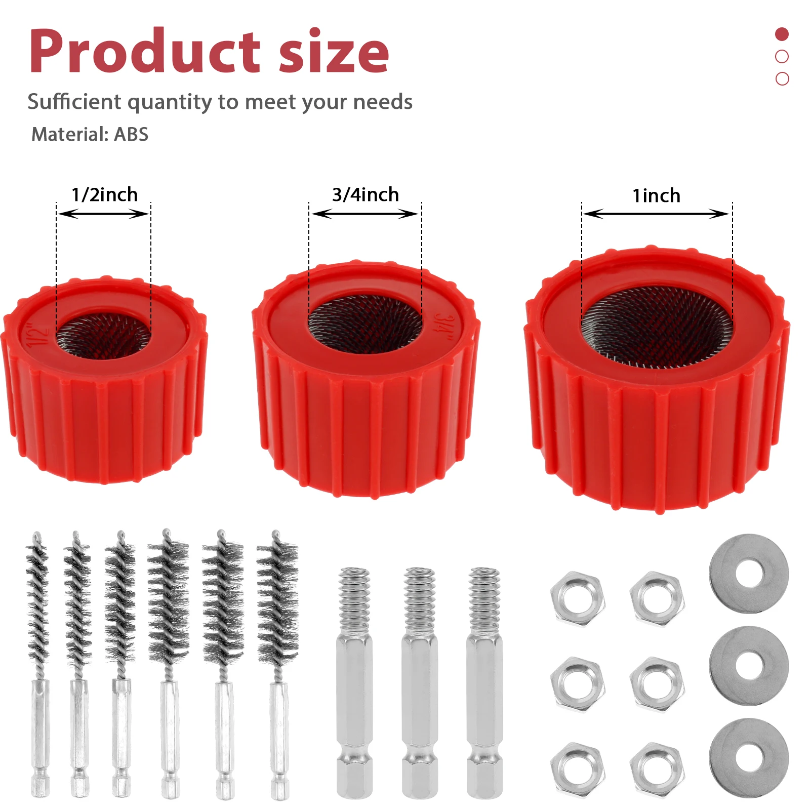 Copper Pipe Tubes Cleaner with Twisted Wire Cleaning Brush for Drill Pipe Cleaners Plumbing Stainless-Steel Wire Bristles