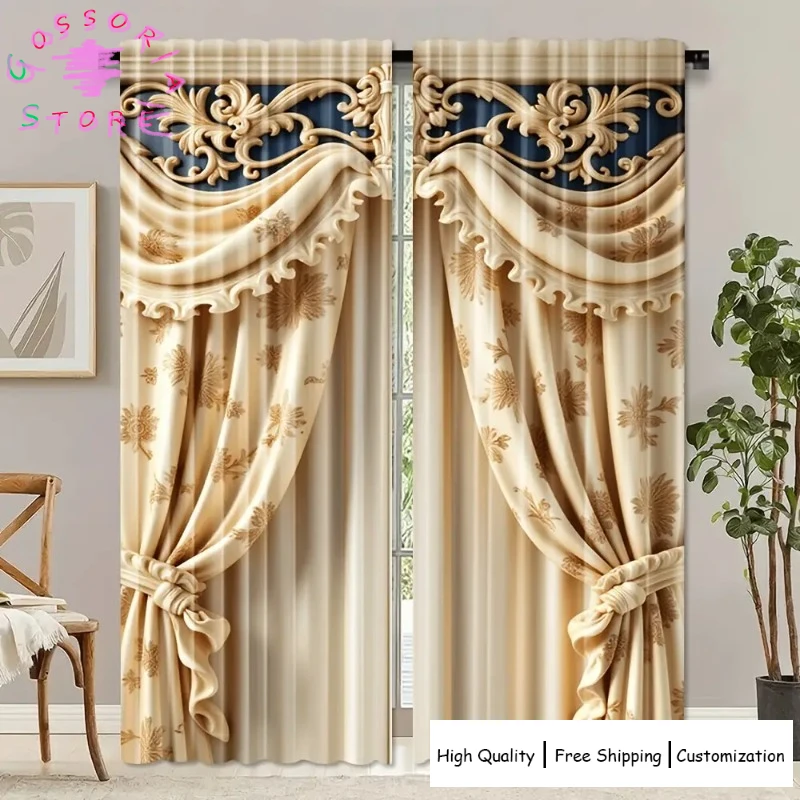

Sample Custom Fashion Faux Background Printed Curtains for Bedroom Living Room Home Decor Room Decoration Window Drapes