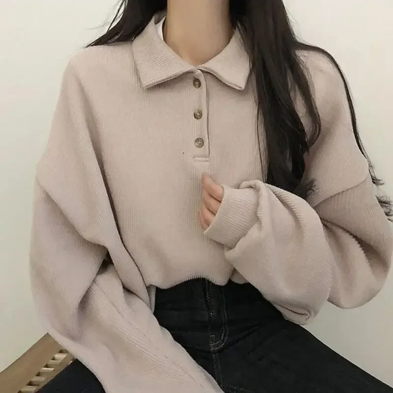 Korean Y2k Sweatshirt Women Spring Winter Solid Harajuku Hoodies Preppy Streetwear Elegant Pullover Tops  New Clothes