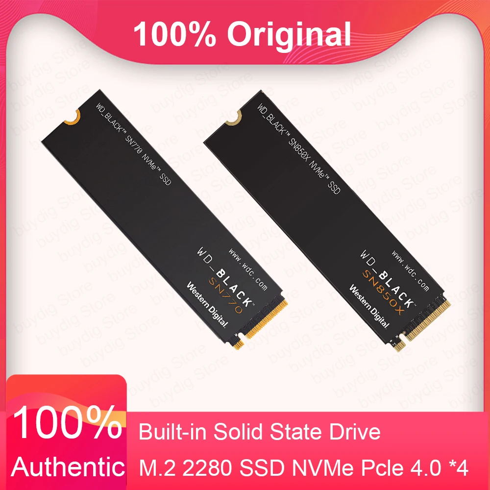 M.2 NVMe PCIe 4.0 * 4 2280 SN770 SN850X 1TB 2TB SSD BLACK SSD for PS5 Gaming Computer Laptop Mini PC Notebook Solid State Drive