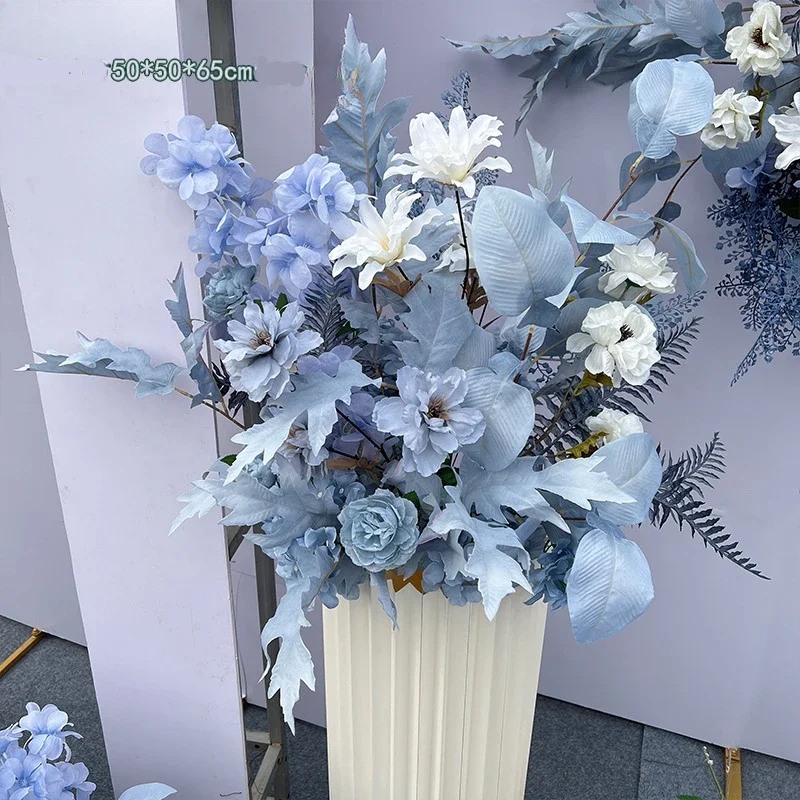 100CM Haze Blue Artificial Flowers Wedding Floral Arrangement Flower Route Guide Hotel Background Decoration