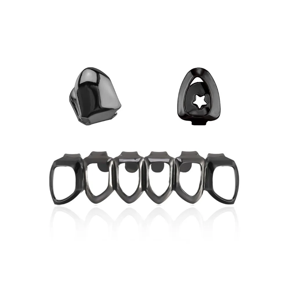 Nuevo Color dorado Hip Hop Diente Grillz circonita brillante joyería de dientes de cobre doble corazón hueco Dental Grillz mujeres