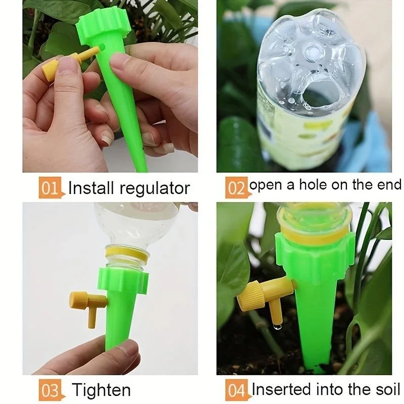10 Stück Blumenförmiges, verstellbares automatisches Tropfbewässerungssystem für Pflanzen, Hausbalkon, Topfpflanzen, Gartenbewässerungswerkzeuge – Detail 5