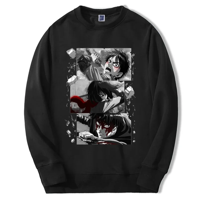 Sudadera con capucha de Attack on Titan para hombre, chándal con estampado de Anime, ropa informal Harajuku, Top de cuello redondo, Primavera