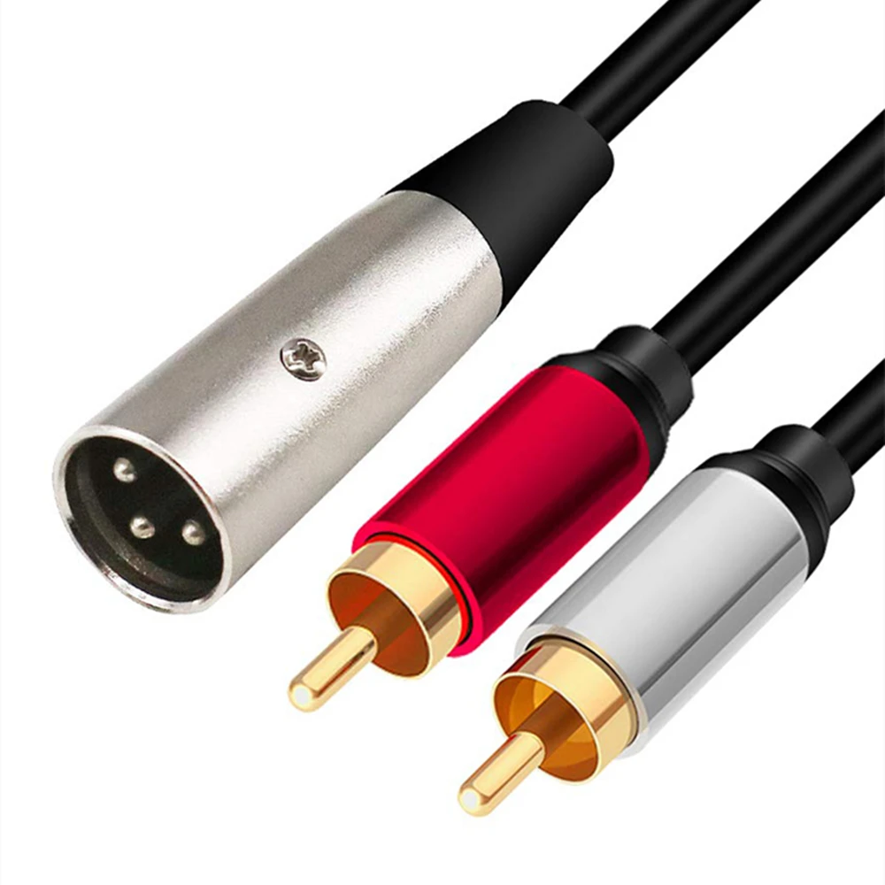 

3Pin Plug Dual RCA Male Y Splitter Insert 2RCA To XLR Stereo Audio Interconnect Cable For Speaker Microphone Mixer Amplifier