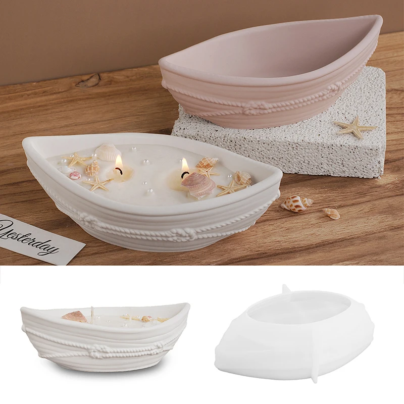 Early Riser Boat Shape Silicone Mold Candle Holder Flowerpot Storage Box Home Decoration Gypsum Molds