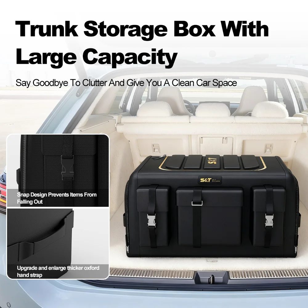 

Universal Large-Capacity Storage Box For Car Trunk Foldable Oxford Cloth Organizer With Lid For Rear Vehicle Storage
