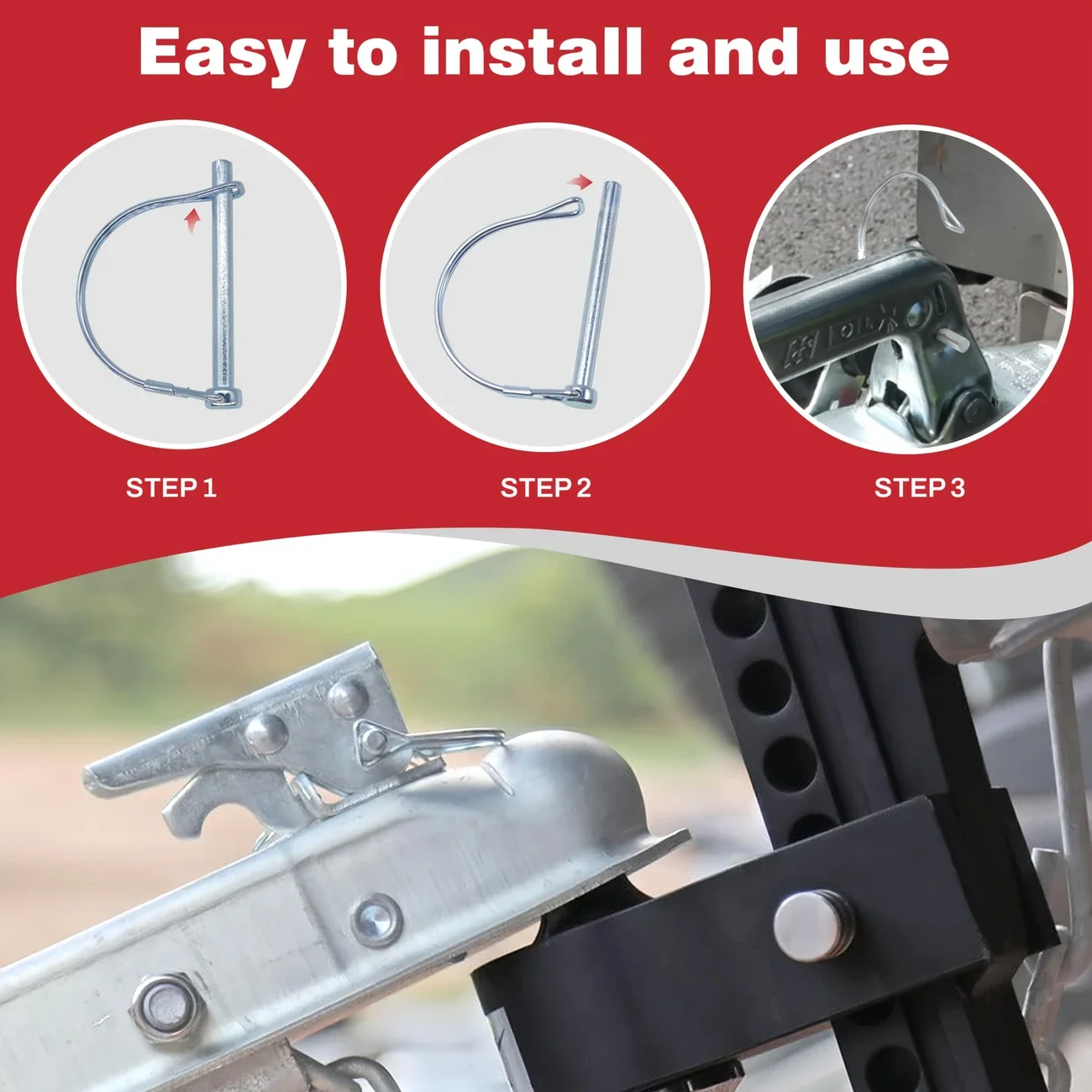 10 個 6*70 ミリメートルシャフトロックピン耳アーチ D 形状トレーラーシャフトロックピン安全カプラーピン車ボート/ファームトレーラーアーチ用