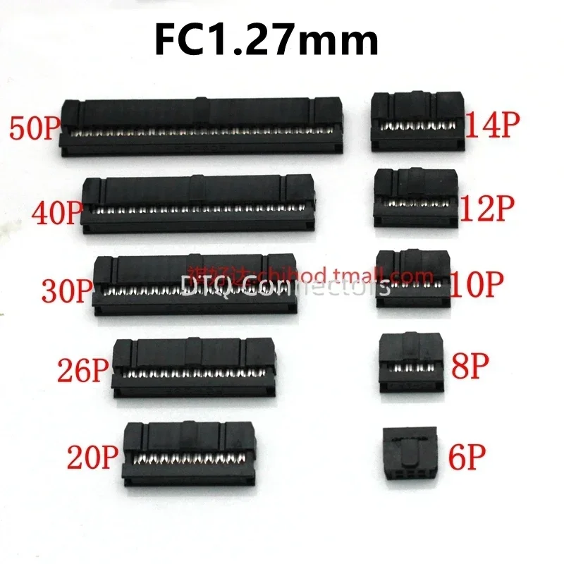 10pcs/lot 1.27mm Pitch Idc 6p 8 10 12 14 16 20 24 26 30 34 40 50 Pin Female Header Socket Cable Connector