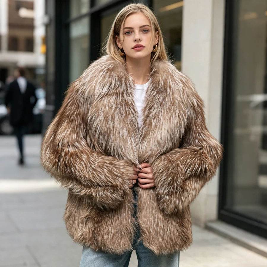 

Cropped Silver Fox Fur Jacket With Shawl Collar Real Fox Fluffy Women’s Winter Jacket Natural Fur Outerwear Luxury Furry Jacket