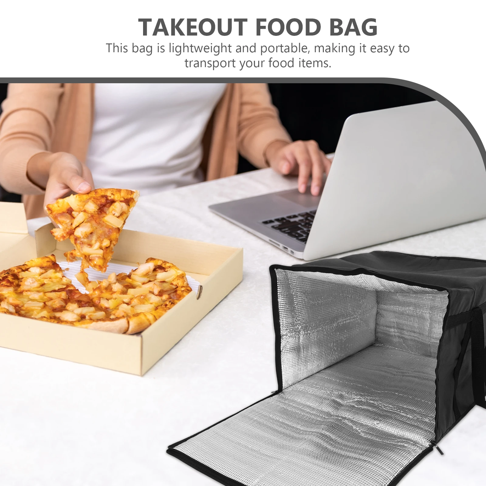 

Large Capacity Insulated Bag for Food Delivery Double Zipper Bag Reusable Grocery Thermal Pouch Travel Cooler