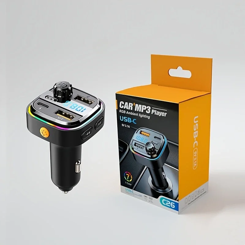 VIKEFON Bluetooth 5.0 FM Transmitter Handsfree Car Radio Modulator MP3 Player With 15W USB Super Quick Charge Adapter for Car