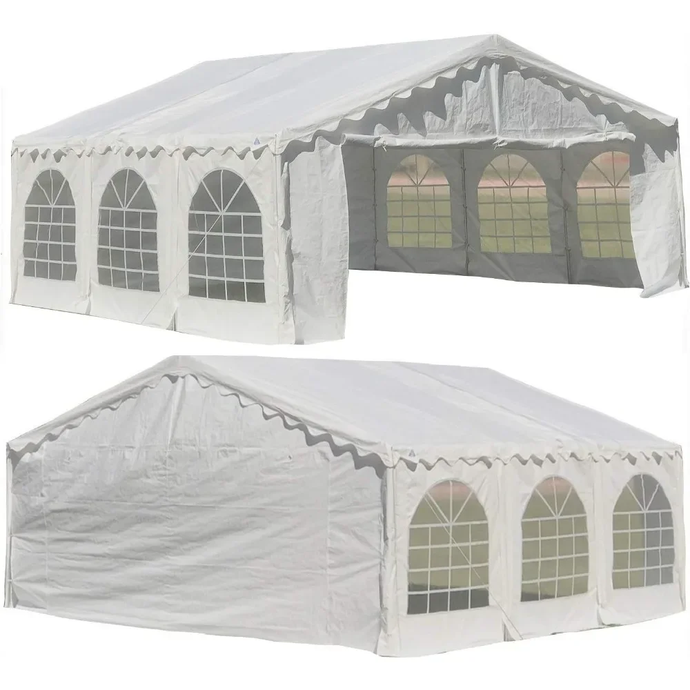 

Party Tent Heavy Duty 20'x20' Upgraded Galvanized Gazebo Wedding Tent Canopy Big Tents Carport Outdoor Event Shelter,White