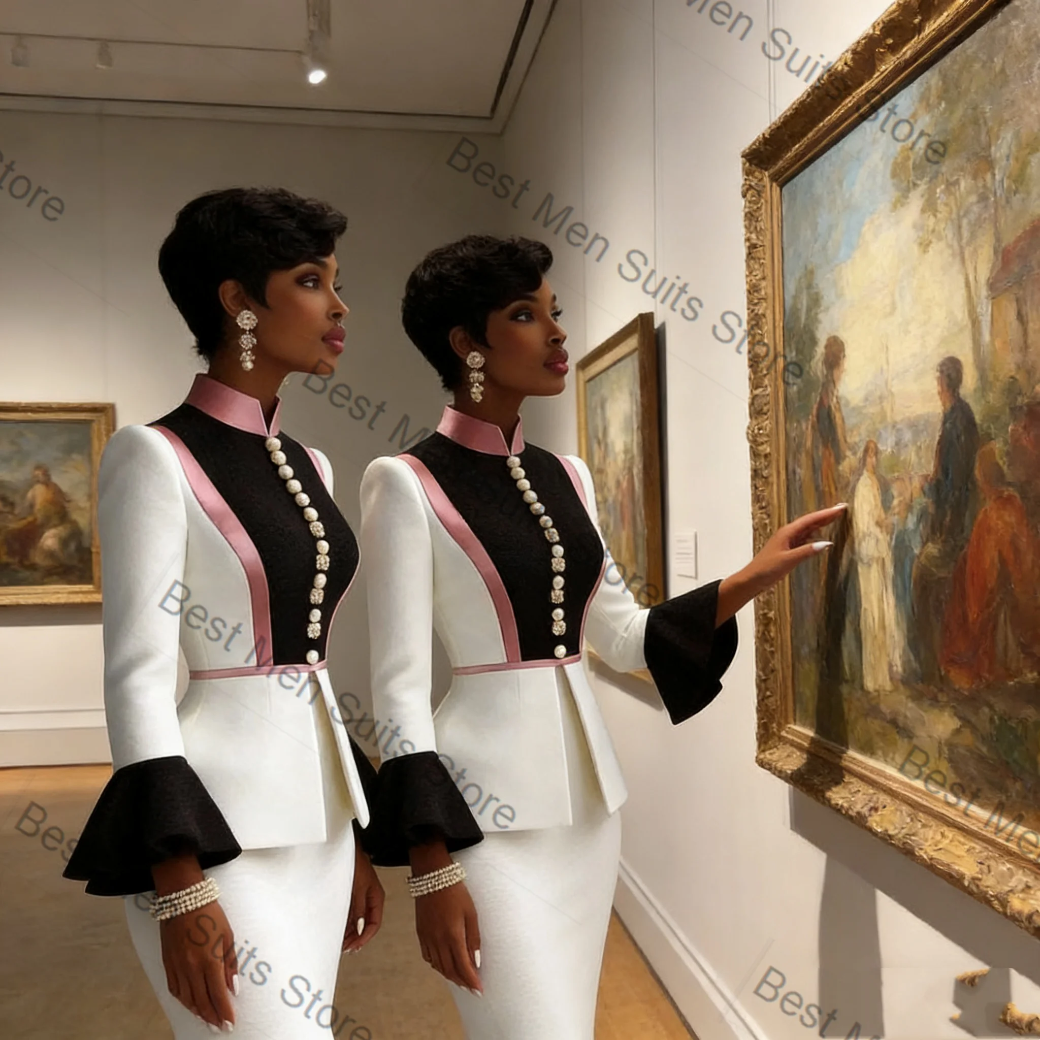 

Элегантный женский костюм-двойка: пиджак и юбка. Весенний хлопковый комплект для офиса, выпускного или свадьбы. Индивидуальный пошив.