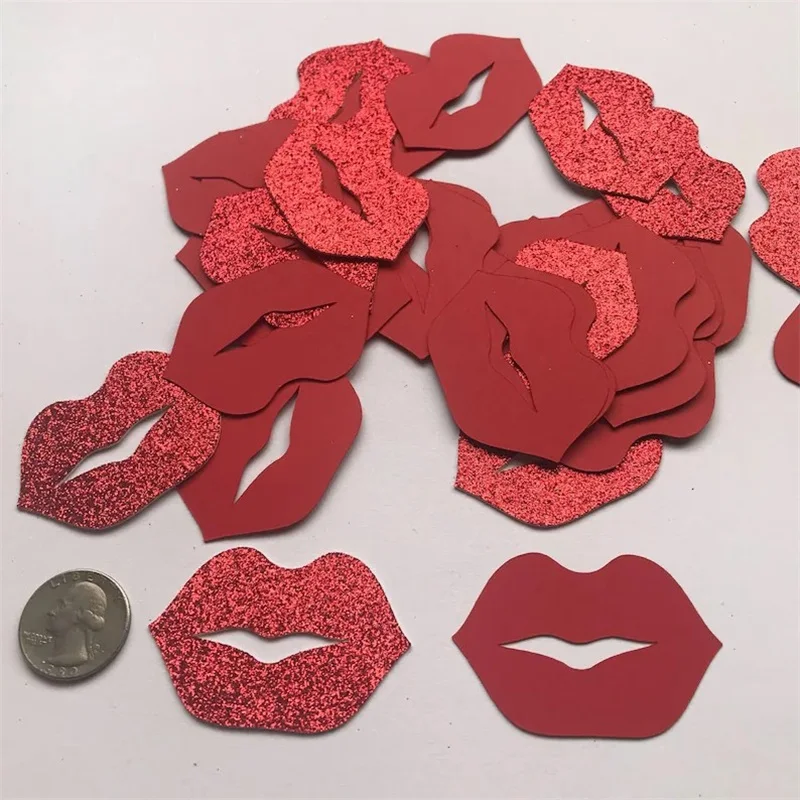 100pcs Glitter Red Lips Confetti Bachelorette Single Party Wedding Valentine\'s Day Table Decoration Supplies