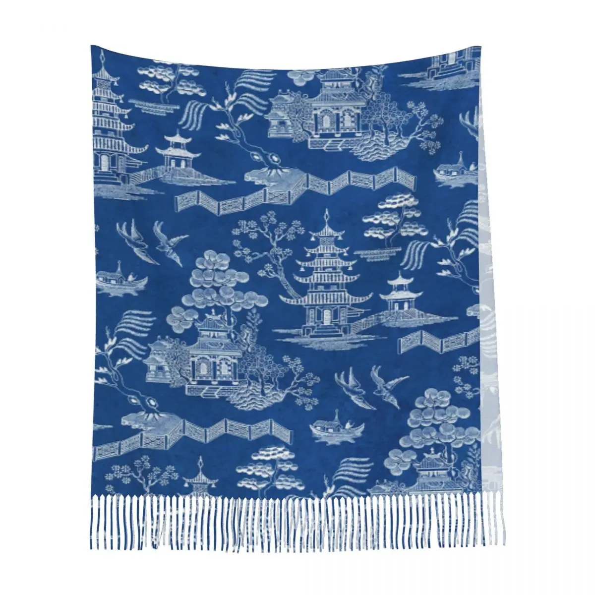 Chinoiserie معبد كرين قارب الريف ديكور المنزل وشاح شرابة الأوشحة للنساء شال ويلتف كبير الخريف الشتاء شال التفاف