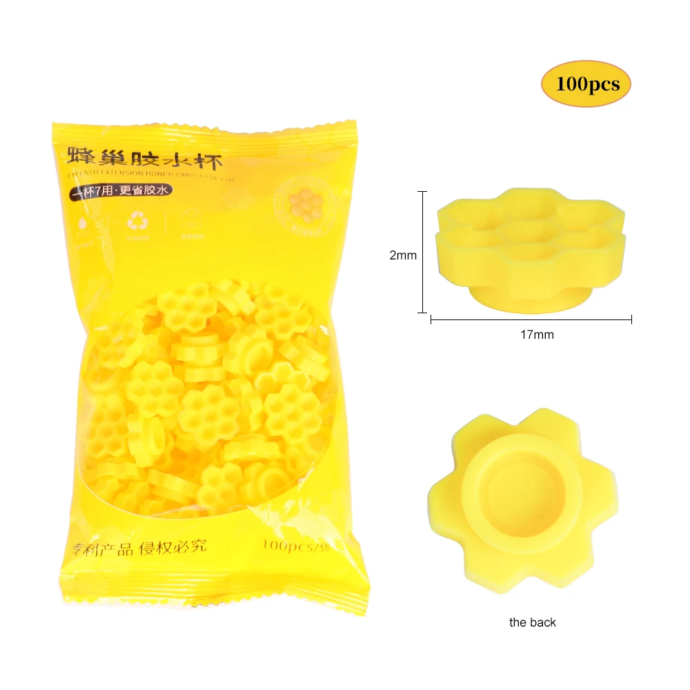 100Pcs Pink Eyelash Extension Glue Cup Honeycomb Shaped Grafting Eyelashes Auxiliary Makeup Tool Tattoo Ink Pigment Container