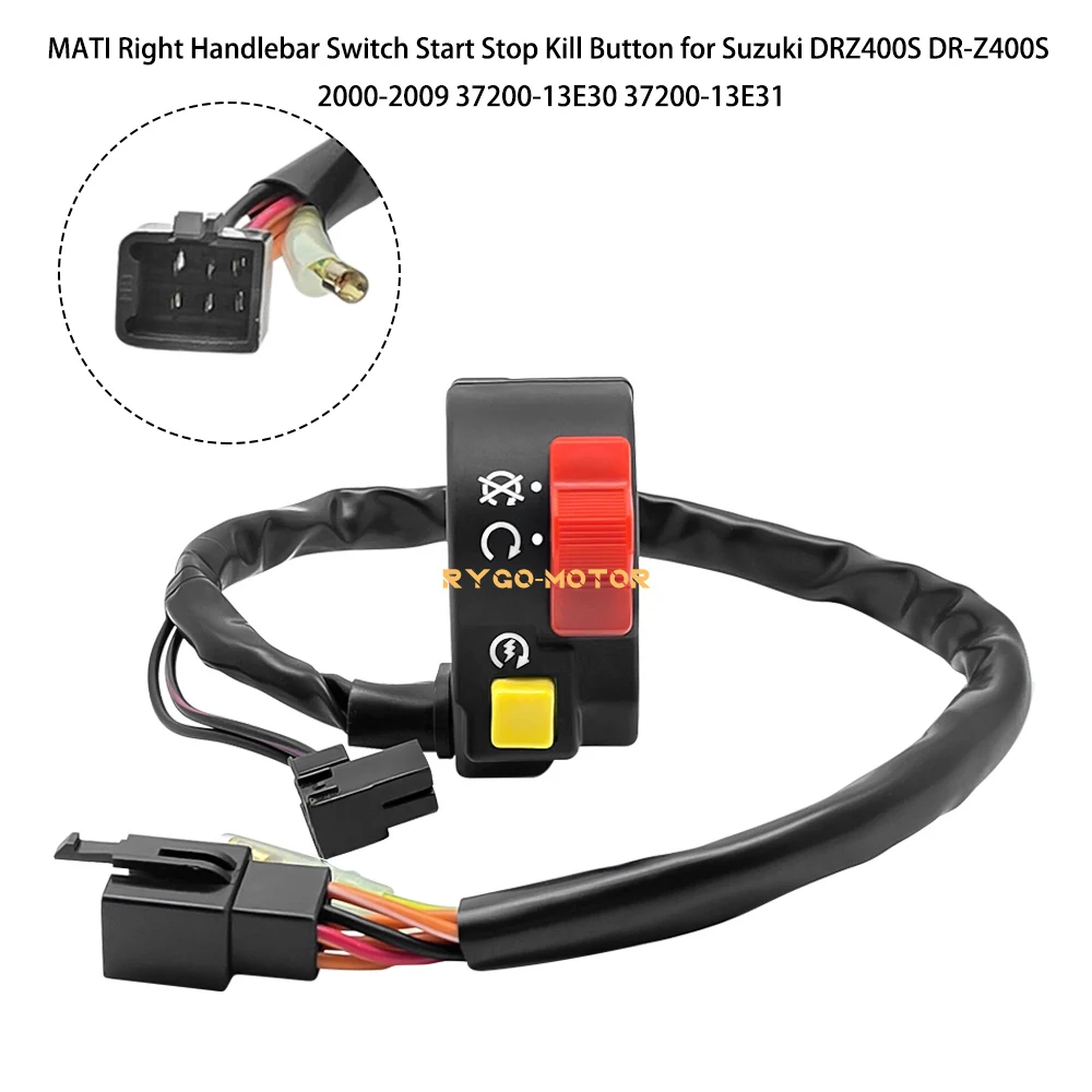 M MATI-Interruptor do guiador direito, iniciar e parar, botão de matar para Suzuki DRZ400S 2000-2009, 37200-13E30, 37200-13E31