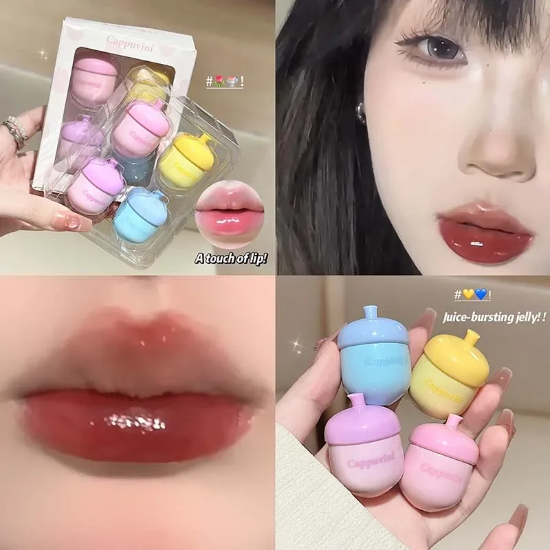 Silicone Lip Brush Jelly Solid Lip Gloss - Non-Stick Mirror Finish Lip Tint Long-Lasting Moisturizing Crystal Lipstick