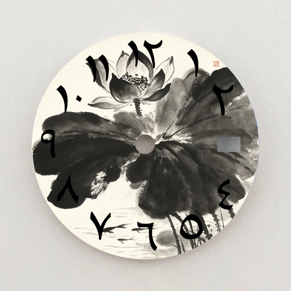 28.5mm Dial NH35 Dial Chinese Ink Wash Lotus Dial Arabic Numeral NH36 Dial Watch Accessories Fits NH35/NH36 Movement Custom Logo