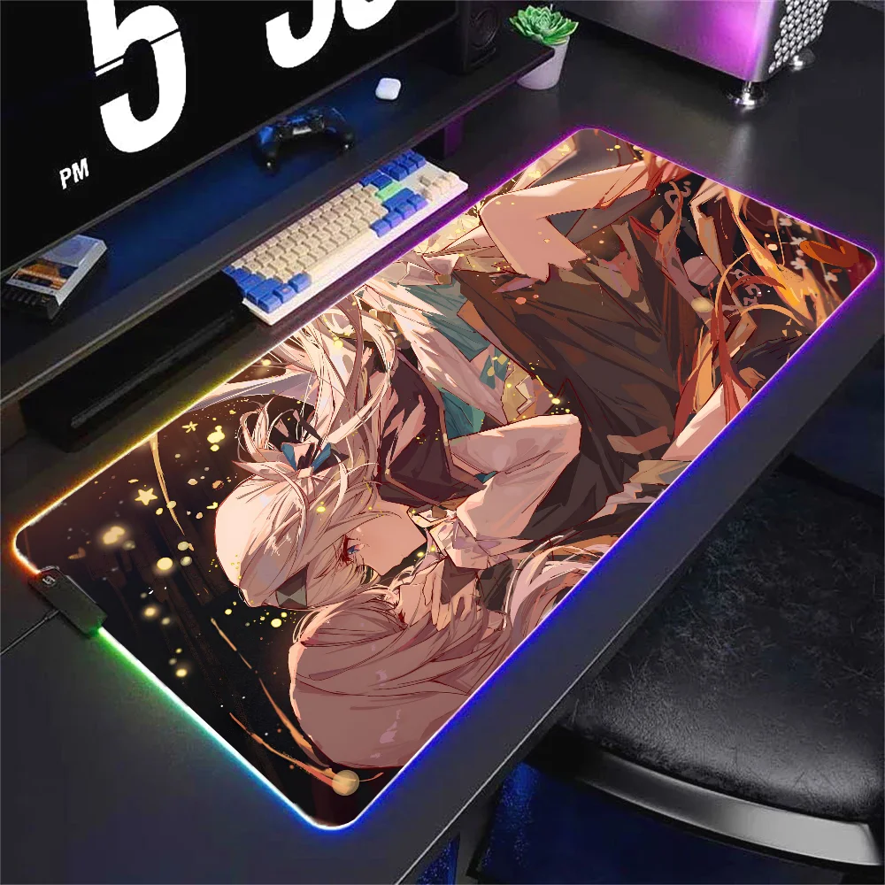 Firefly Honkai Star Rail  Mousepad XXL RGB Gaming Mouse Pads HD Black Gamer Accessories Large LED