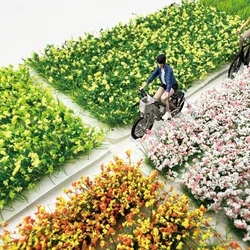4stripes/pack Artificial Flower and Grass Cluster, Model Flower and Grass Tufts for Landscape Patios Static Grass Tufts Grass fo