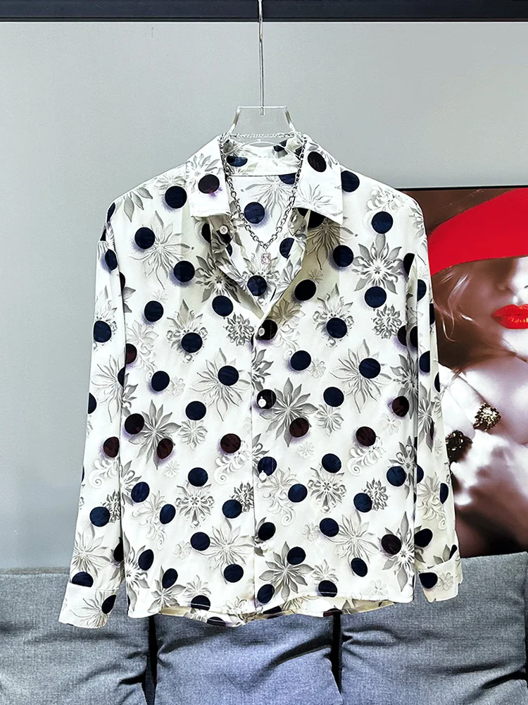 

Korean Style Casual Fashionable Floral Print Shirt Men's Versatile Trendy Long Sleeve Button up Casual Shirt Autumn New Arrival