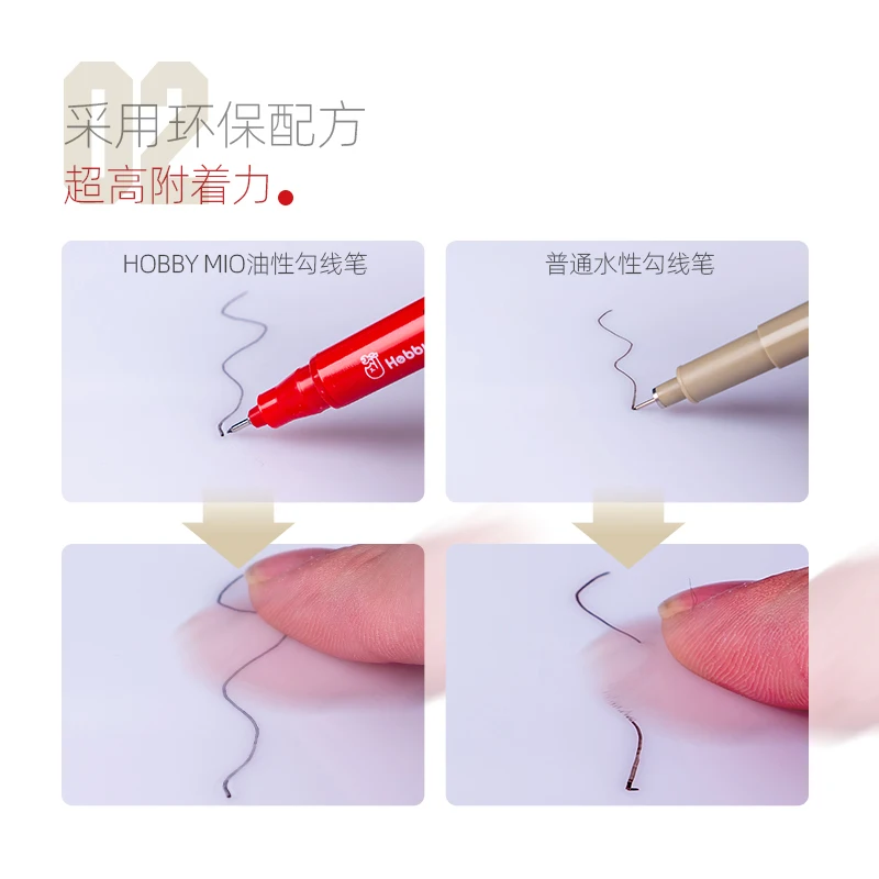 HOBBY MIO 3PCS Ultra Thin Line Drawing Pen Marker do rysowania tuszem LP-01 LP-02 LP-03 Czarny Szary Brązowy Oily Panel Line Pen