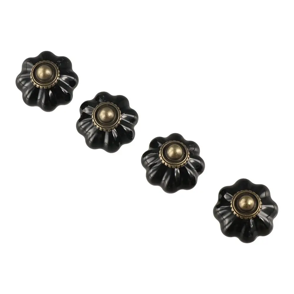 Simple Single Hole Ceramic Pumpkin Handle European Style Round Cabinet Knob Vintage Drawer Knobs Hardware