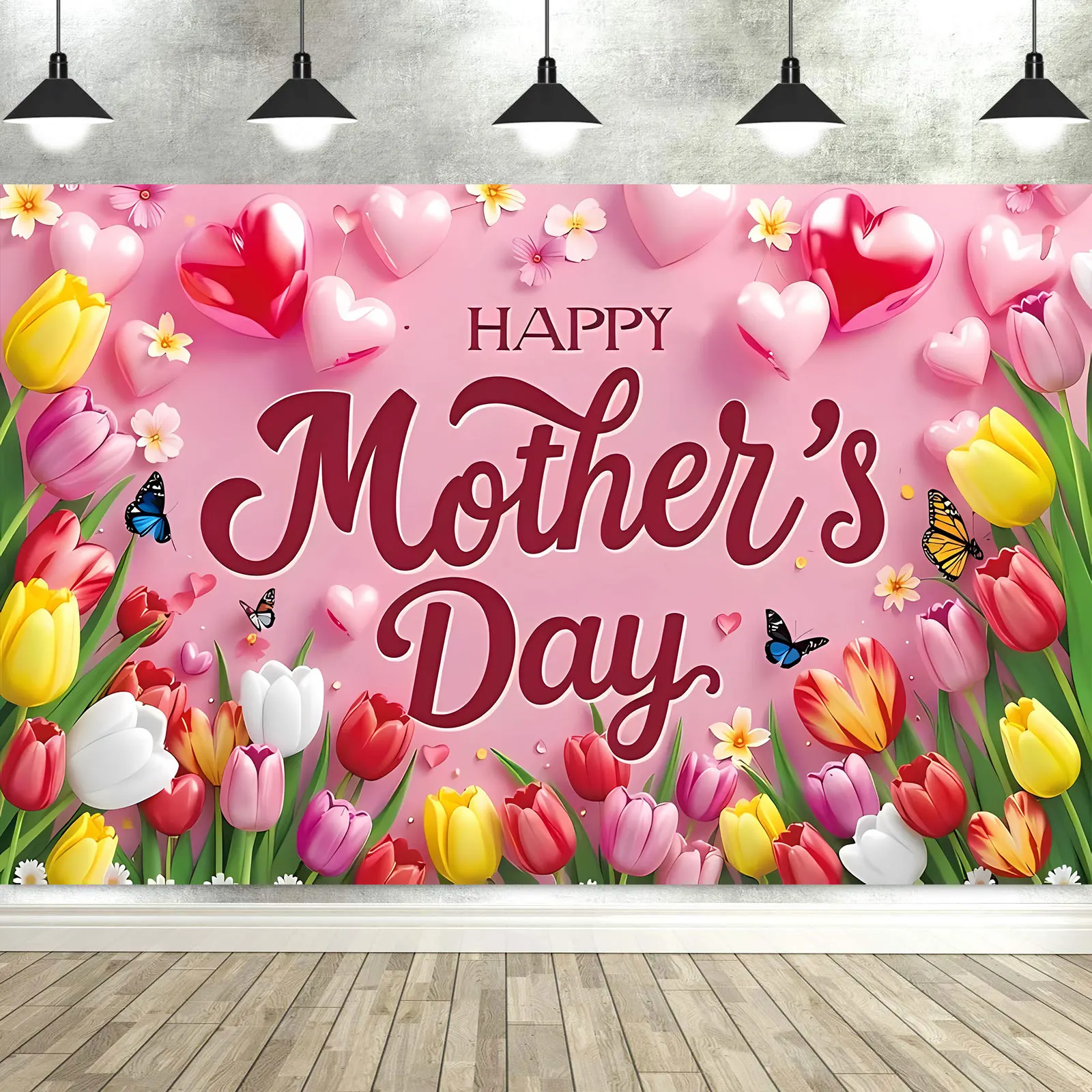 Mother's Day Background Pink Flower Love Background Festival Party Decoration Activity Gift Banner Photo Booth Photo Props