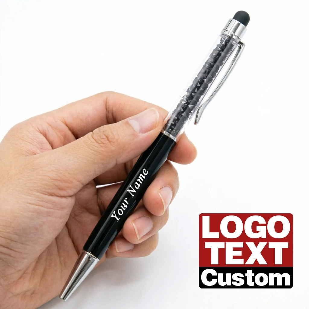 20-50Pcs Free Custom Text Logo Bling Crystal Pens Touch Personalized Diamond Ballpoint Pen for Business Wedding Gift Promotional