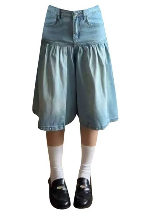 

Summer New Women's Jeans Loose High Waist Splicing Wide Leg Pants