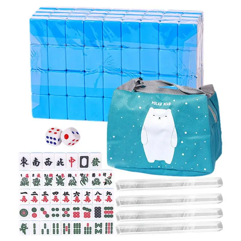 

144 Tiles Traditional Mahjong Set With Storage Bag Chinese Version Mah-Jong Party Board Game For Family Leisure Time