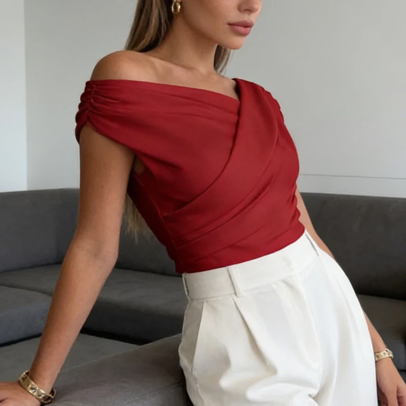 

2026 Spring/Summer New Elegant Sleeveless Blouse Casual Solid Slim Fit Short Irregular Shirts Fashionable Streetwear Tanks Tops